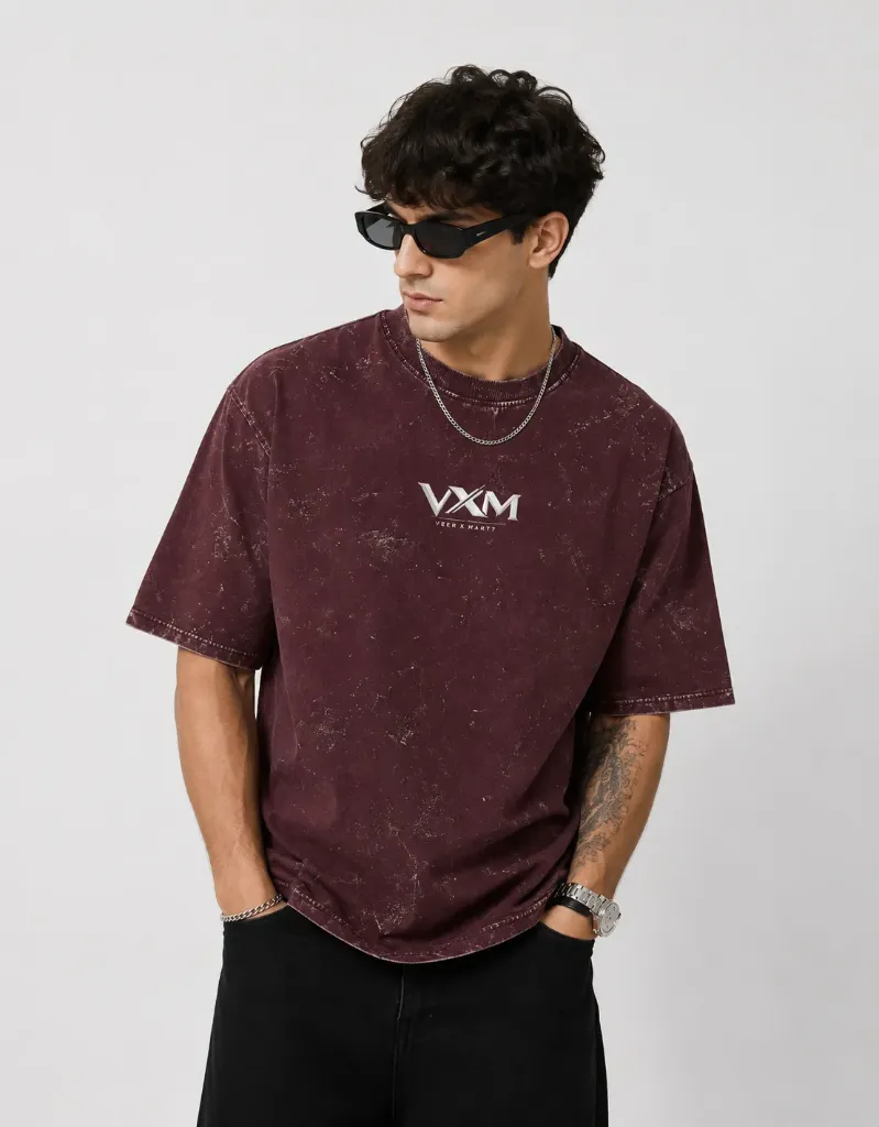 VXM Signature Unisex Acid Washed Oversized Tee (S)