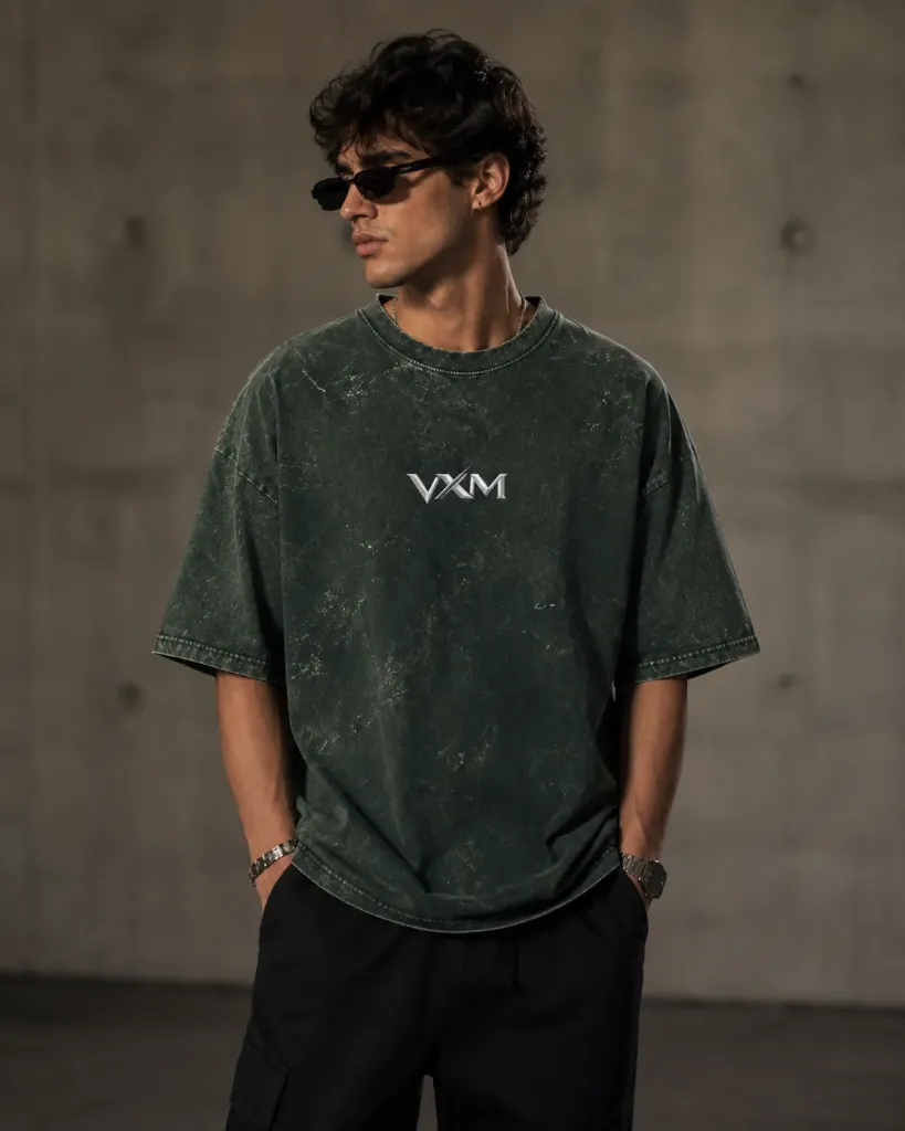 VXM Signature Unisex Acid Washed Oversized Tee (S)