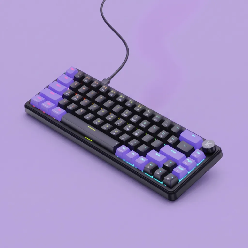 Kreo Hive 65 Wired Mechanical Gaming Keyboard | 65% Layout | Gasket Mount | Metal Volume Knob | Pre-Lubed Linear Switches | RGB Backlit | Type-C | Mac & Windows Mode