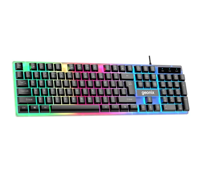 Geonix Cruiser K5, Wired Gaming Keyboard, 104 Keys, 1.5m Cable, 12 Multimedia Keys, USB Interface, RGB Colour, Plug and Play