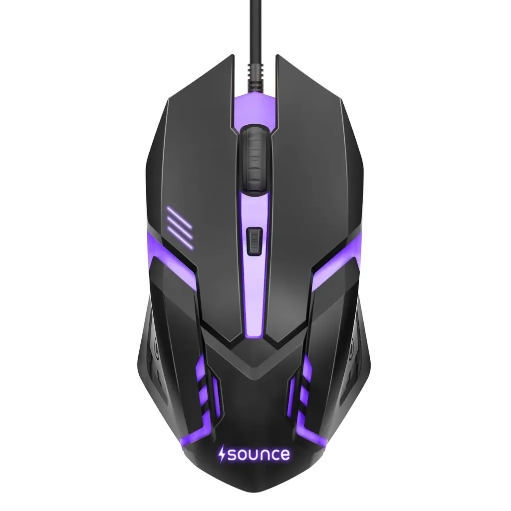 Wired Gaming USB Mouse 800/1200/1600 DPI Optical Sensor, 4-Level Adjustable DPI, RGB Lighting, Smooth Tracking, Ergonomic Grip, Plug & Play for Laptop & PC (Black)